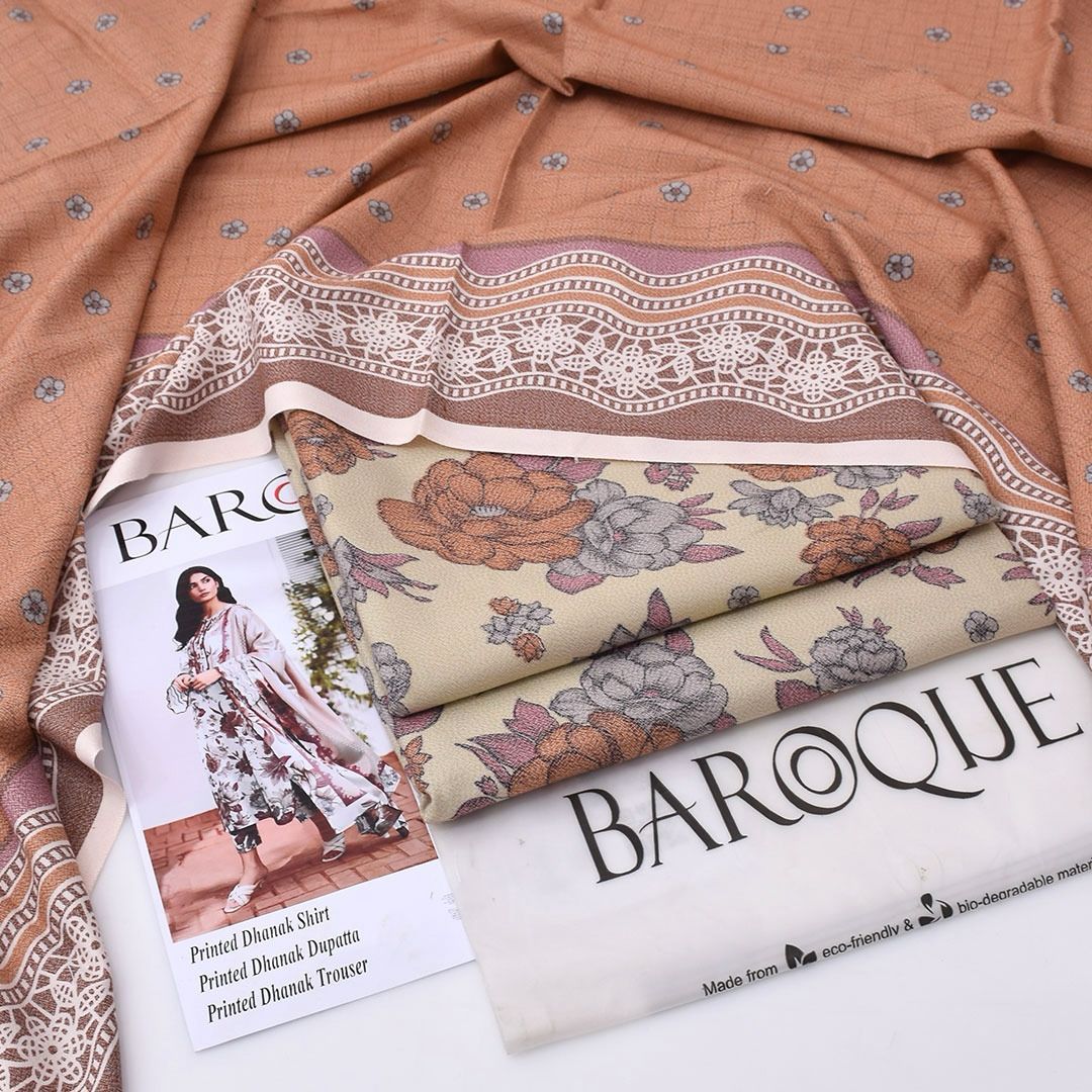 Dhanak digital printed unstitched 3 piece dress