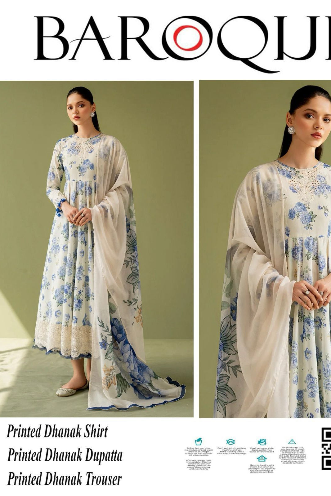 Dhanak digital printed unstitched 3 piece dress