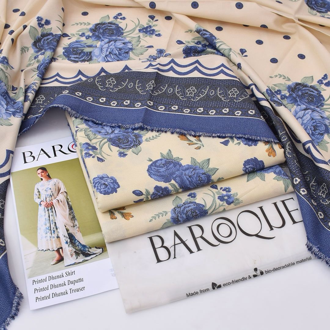 Dhanak digital printed unstitched 3 piece dress