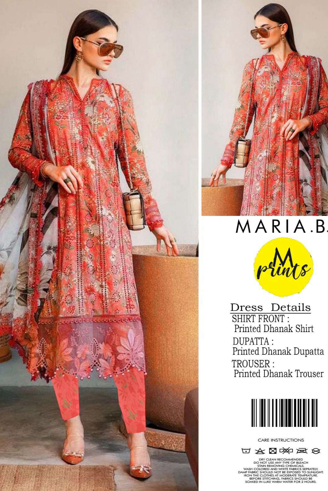 Dhanak digital printed unstitched 3 piece dress