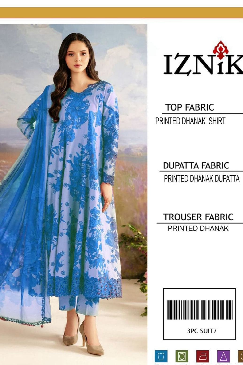 Dhanak digital printed unstitched 3 piece dress