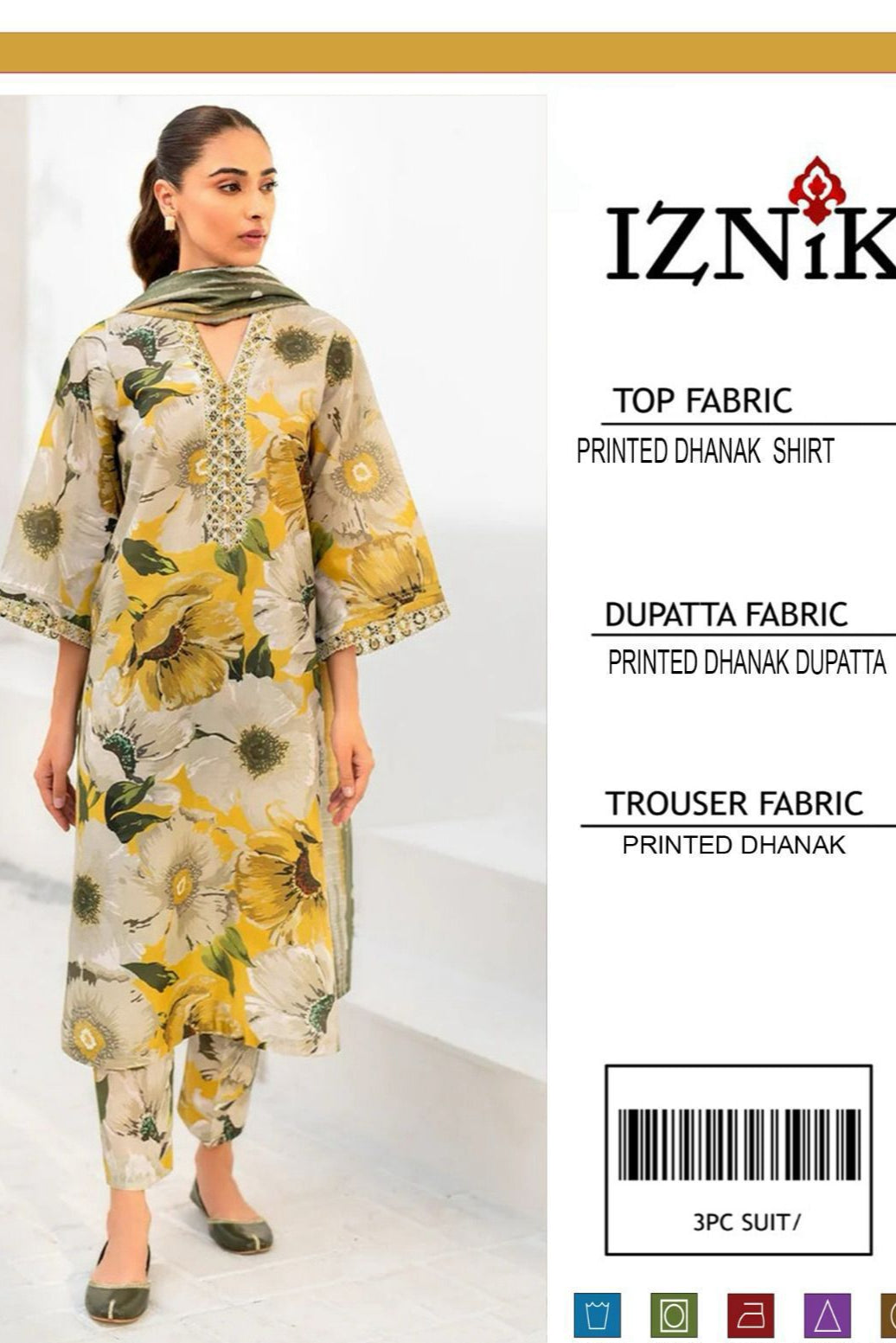 Dhanak digital printed unstitched 3 piece dress