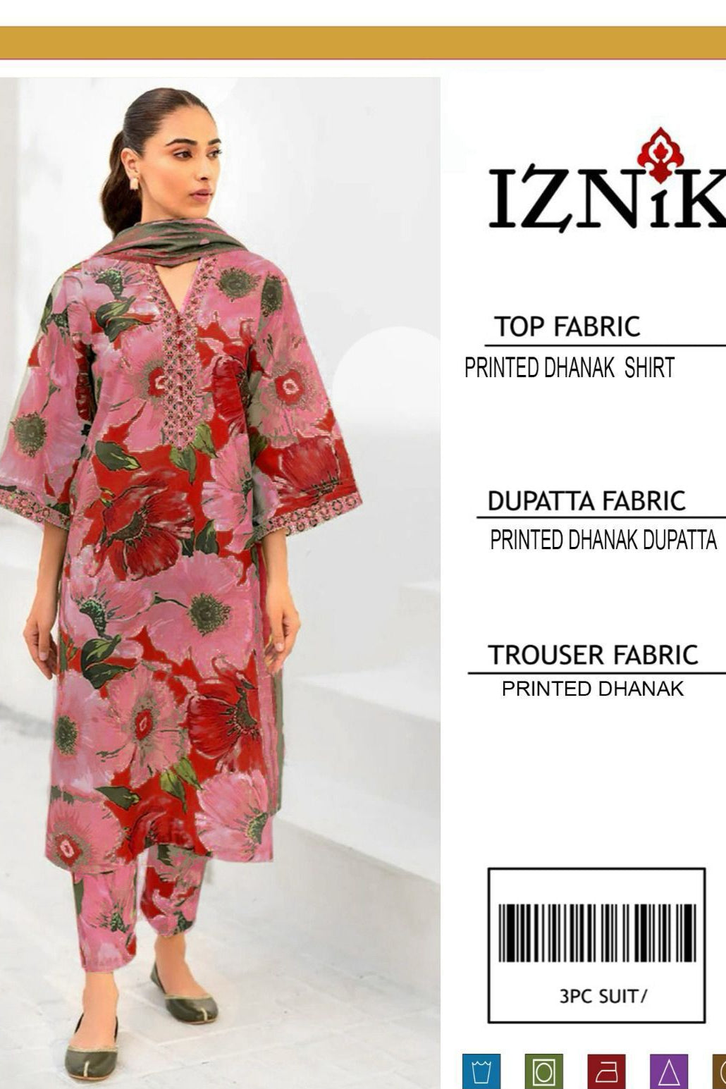 Dhanak digital printed unstitched 3 piece dress