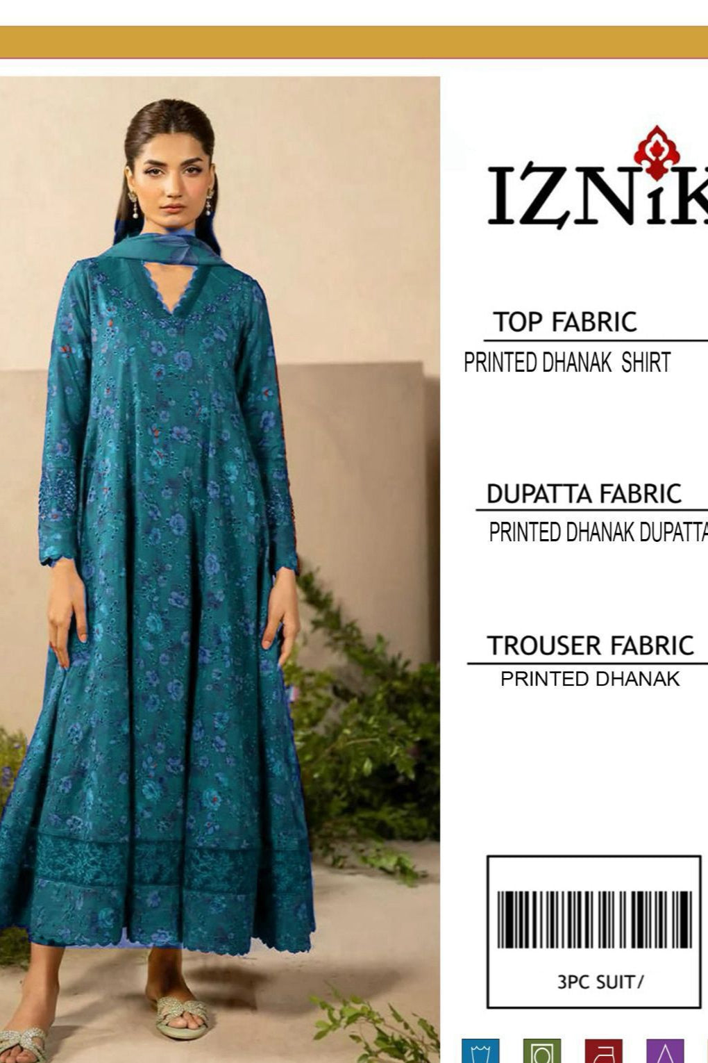 Dhanak digital printed unstitched 3 piece dress