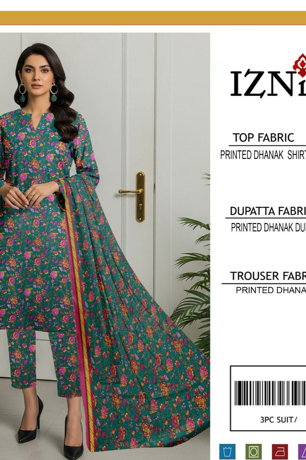 Dhanak digital printed unstitched 3 piece dress