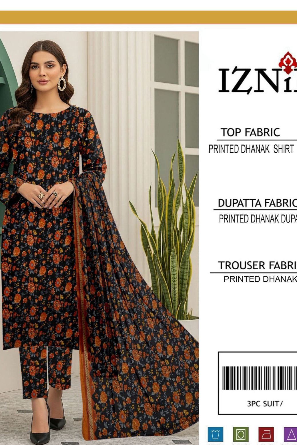 Dhanak digital printed unstitched 3 piece dress