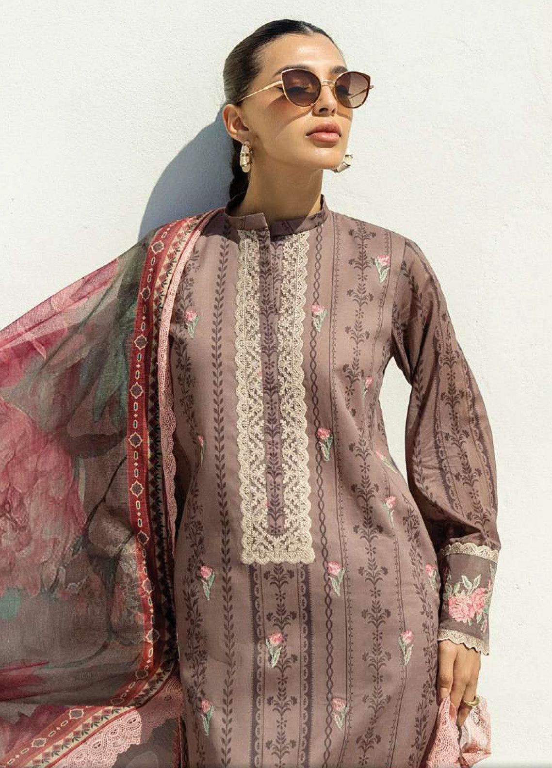 Linen printed unstitched 3 piece dress