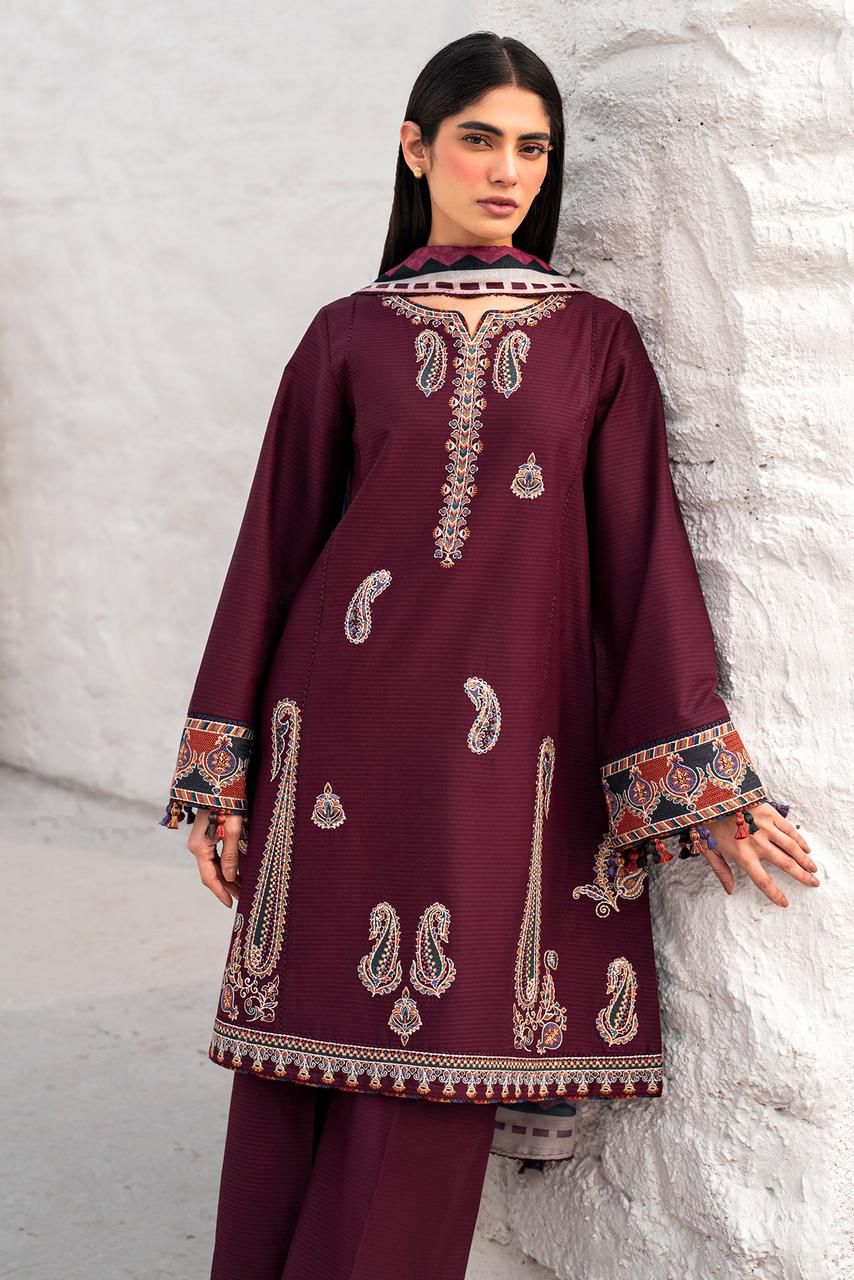 Dhank embroidered unstitched 3 piece dress