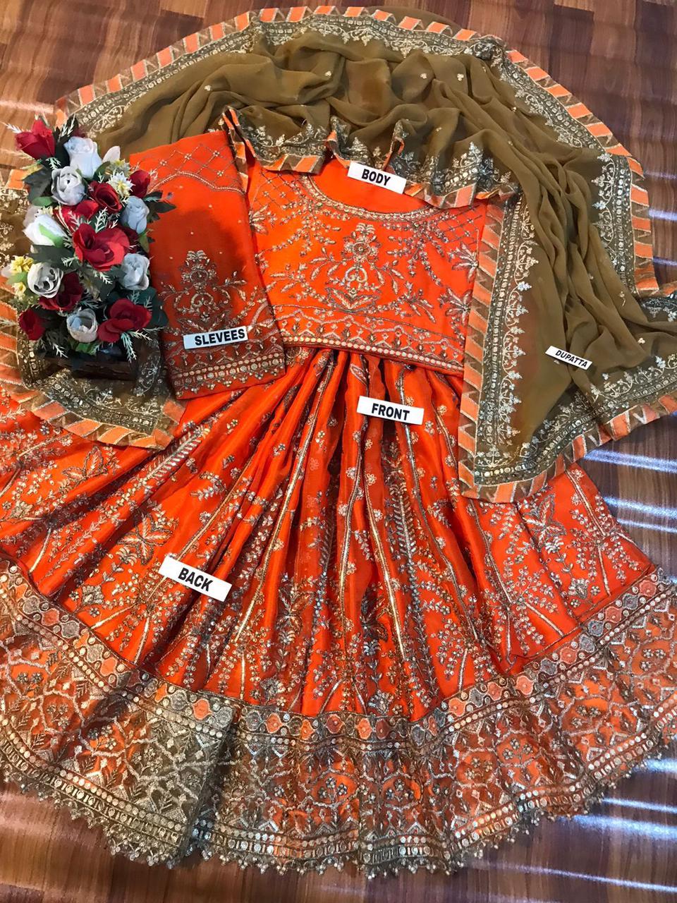 Chiffon embroidered frock luxury unstiched 3 piece dress