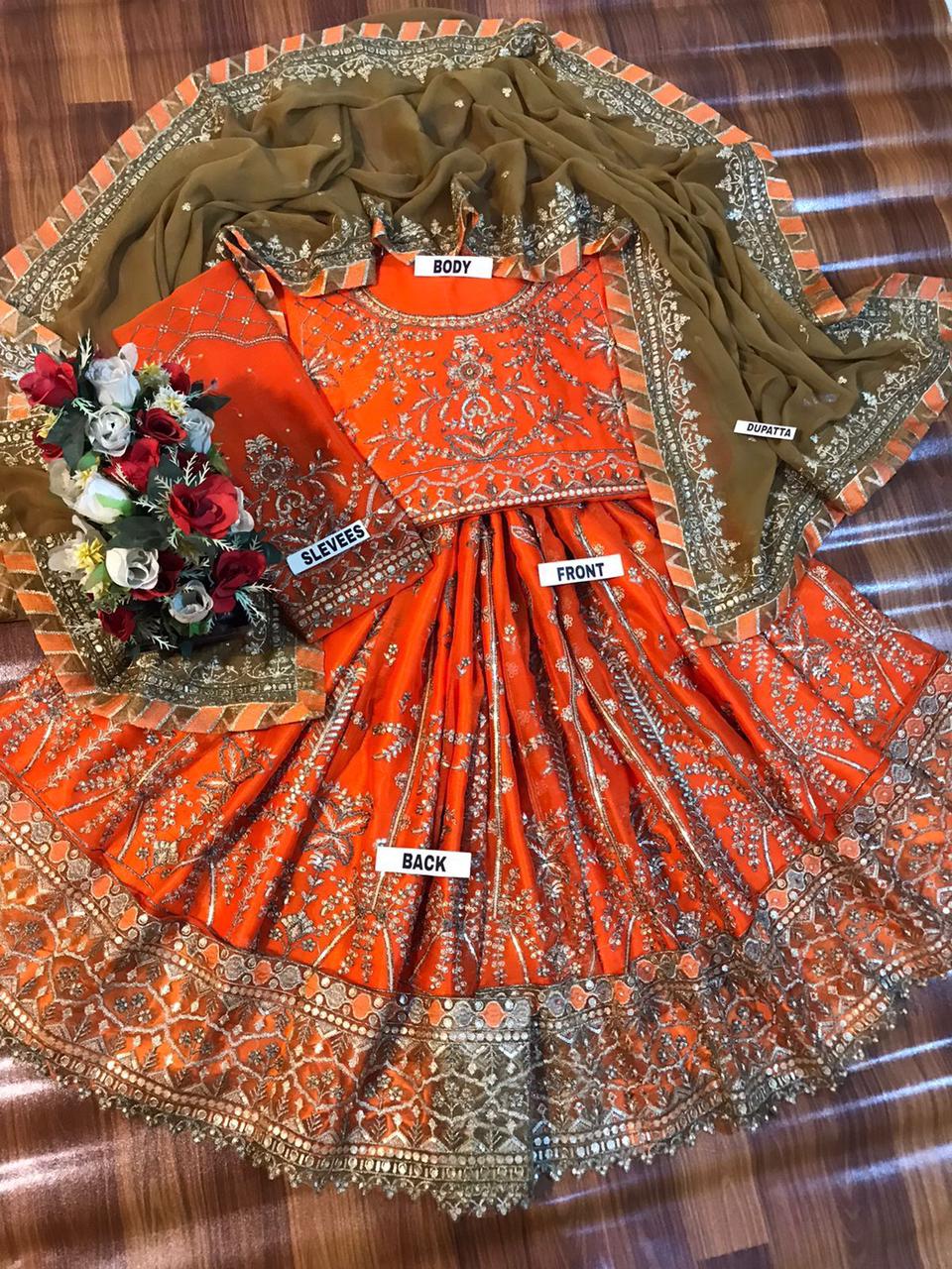 Chiffon embroidered frock luxury unstiched 3 piece dress