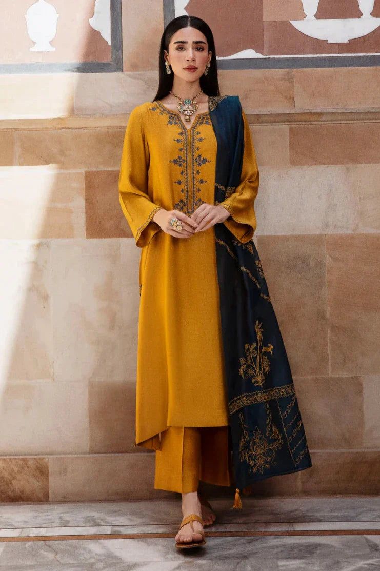 Dhanak embroidered unstitched 3 piece dress