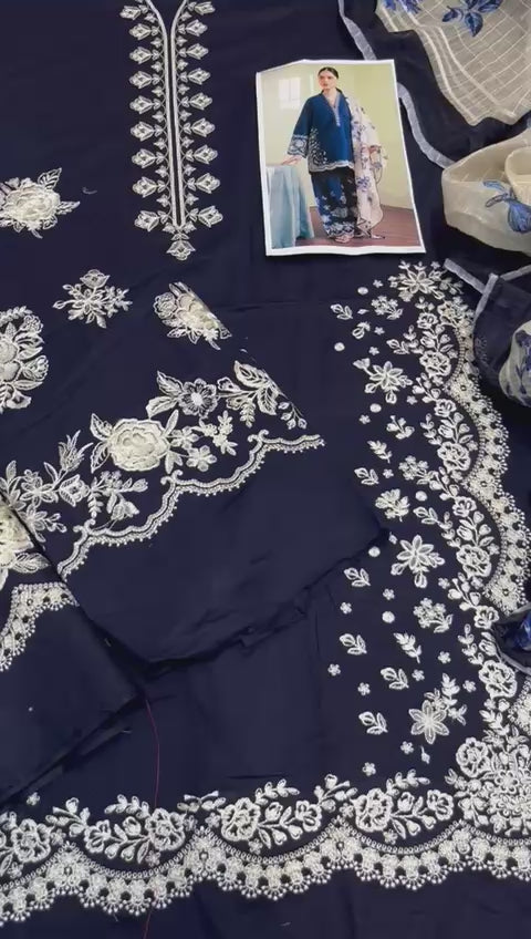 Lawn embroidered unstitched 3 piece dress