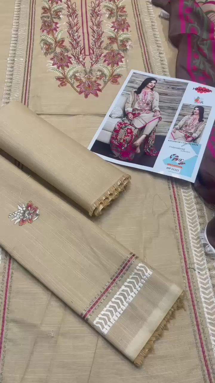 Khaddar digital  printed unstitched piece dress