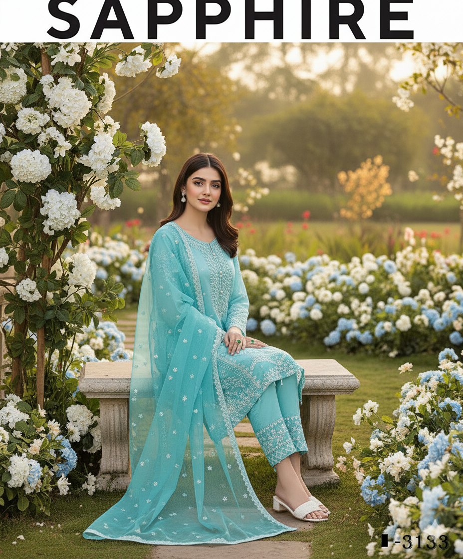 Dhanak embroidered unstitched 3 piece dress