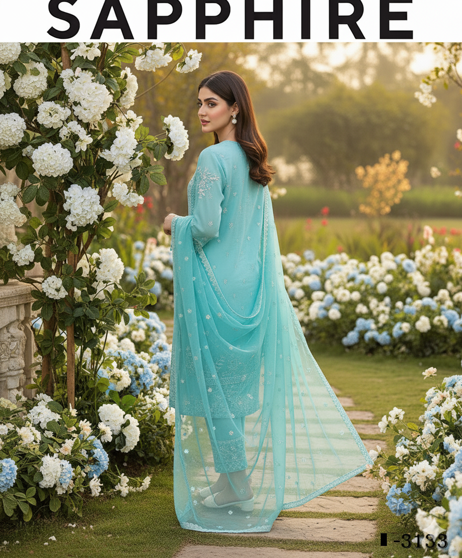 Dhanak embroidered unstitched 3 piece dress