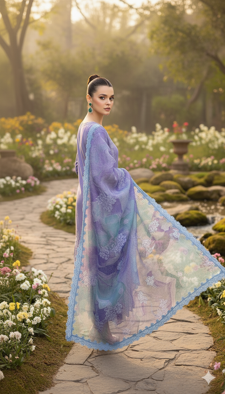 Dhanak embroidered unstitched 3 piece dress